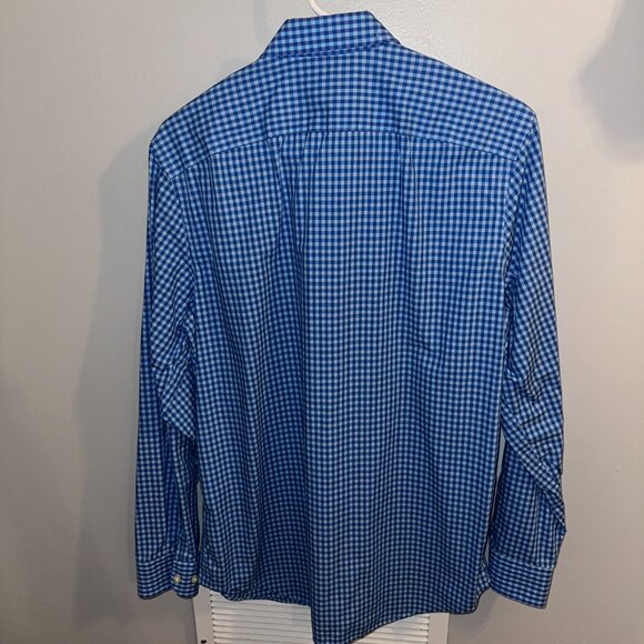 Two Banana Republic Non-Iron Slim Fit Gingham Dress Shirts - Blue & Orange - Picture 5 of 7